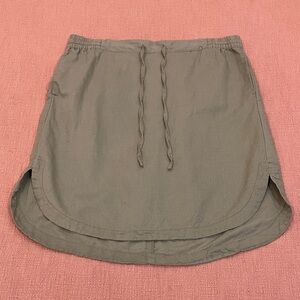 Linen / cotton XL W37 khaki Green Skirt with pockets